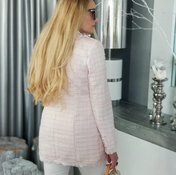 PINK TWEED BLAZER JACKET - Picture 5 of 9